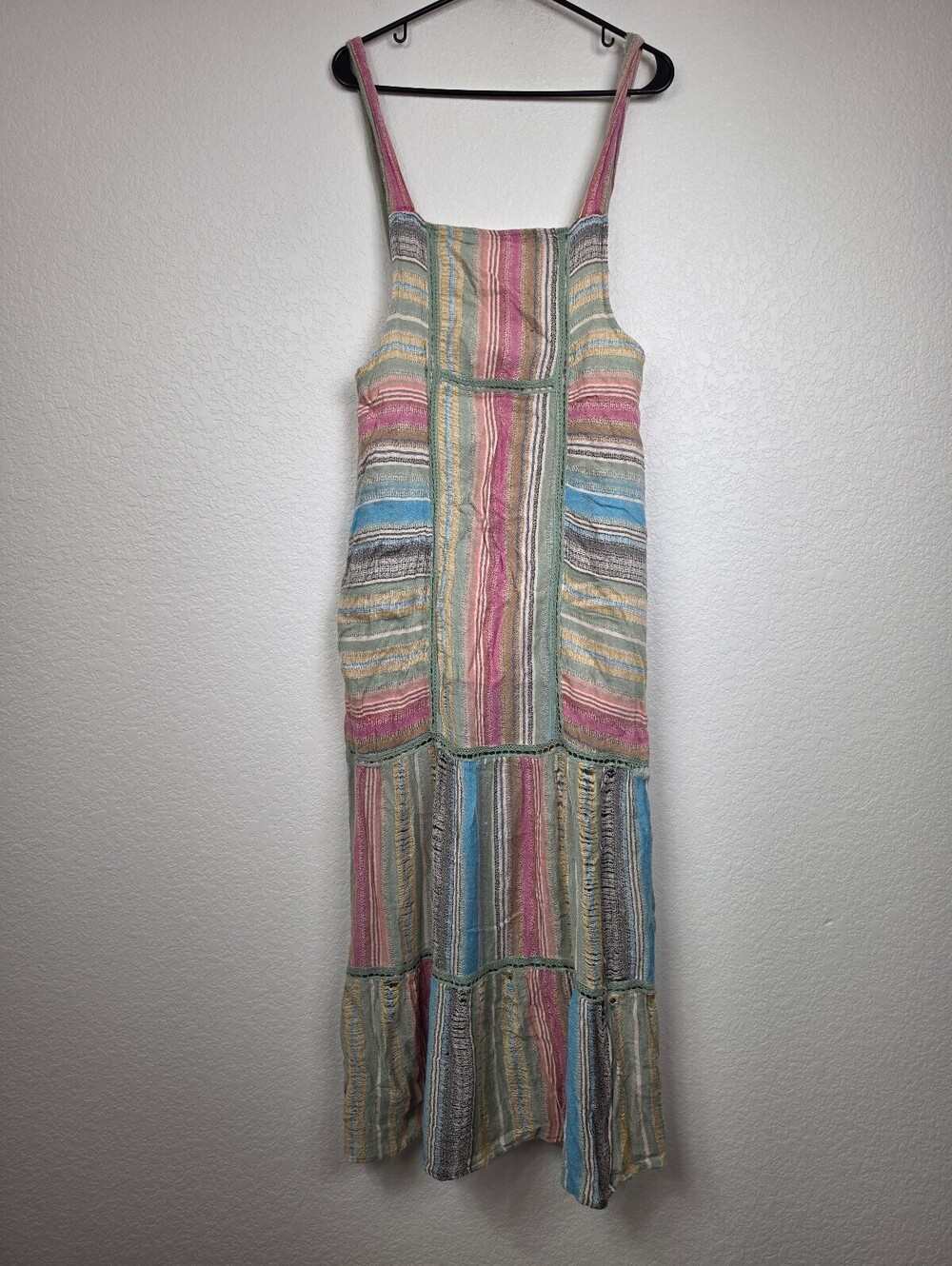 Free People Striped Maxi Dress with Pink Straps